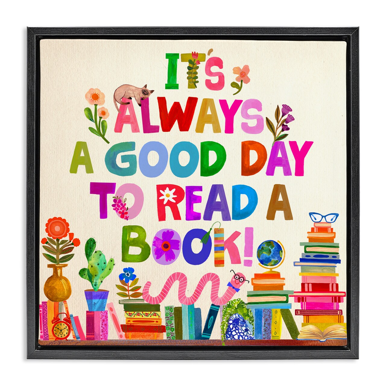 Stupell Industries Good Day To Read A Book Floating Frame, design by Katherine Herrell Studio